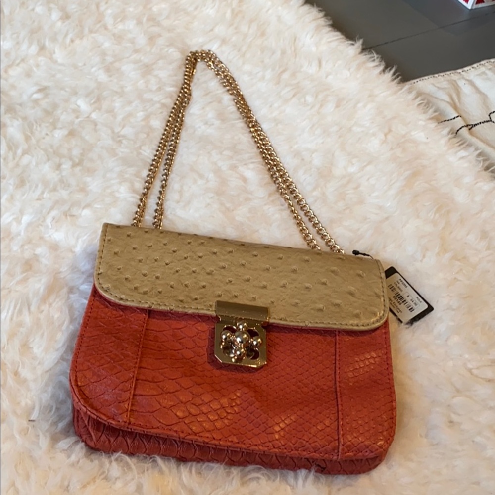 Foreign Exchange Beige/Coral rose gold Purse NWT